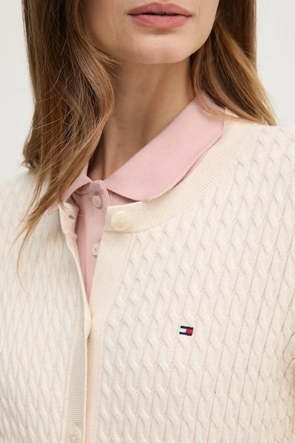 Tommy Hilfiger cardigan din bumbac WW0WW43329 bej