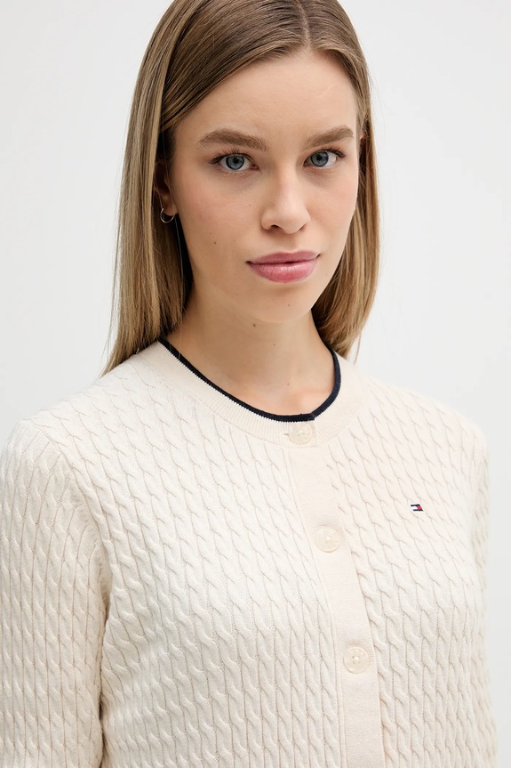 Tommy Hilfiger kardigan bawełniany beżowy WW0WW43329