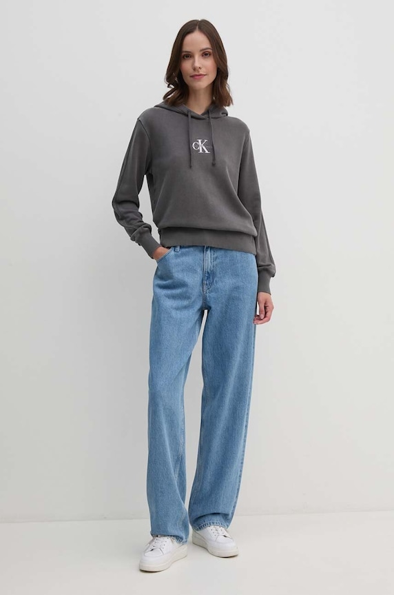 Bavlněná mikina Calvin Klein Jeans J20J223534 šedá AW24