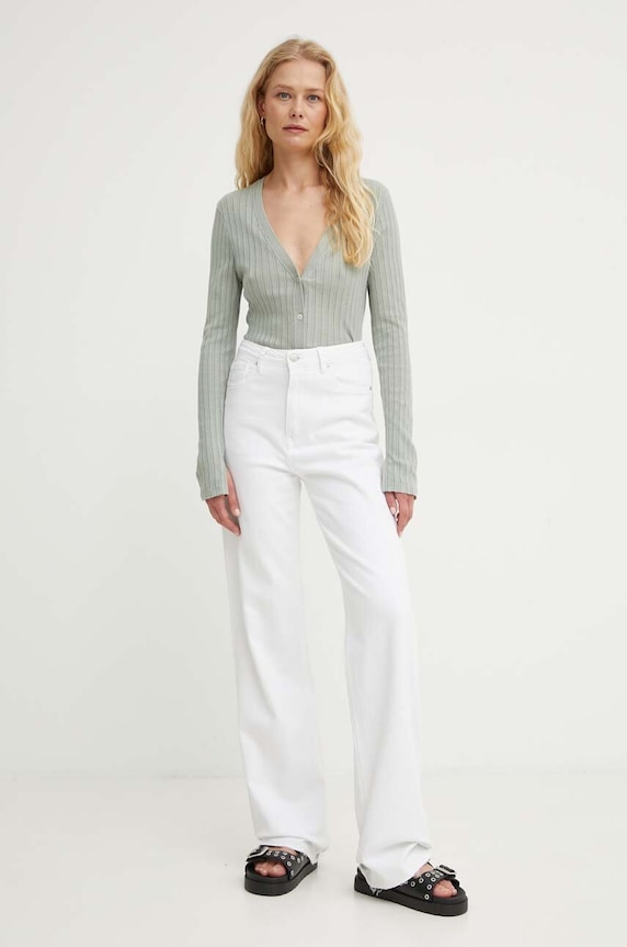Marc O'Polo pamut kardigán 406202752433 zöld AW24