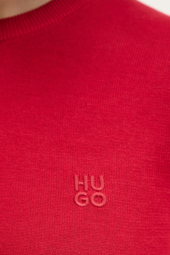 HUGO pulover de bumbac Scallia 50514296 rosu
