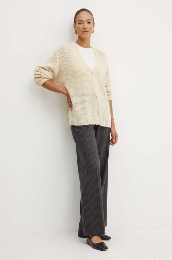 Weekend Max Mara kardigan wełniany 2425346011600 beżowy AW24