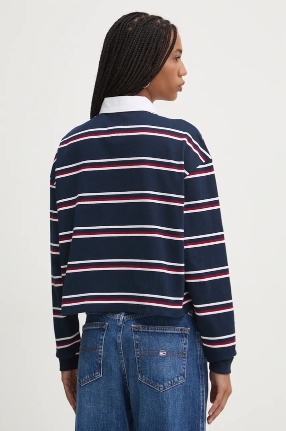 Odzież Tommy Jeans longsleeve bawełniany DW0DW18498 granatowy