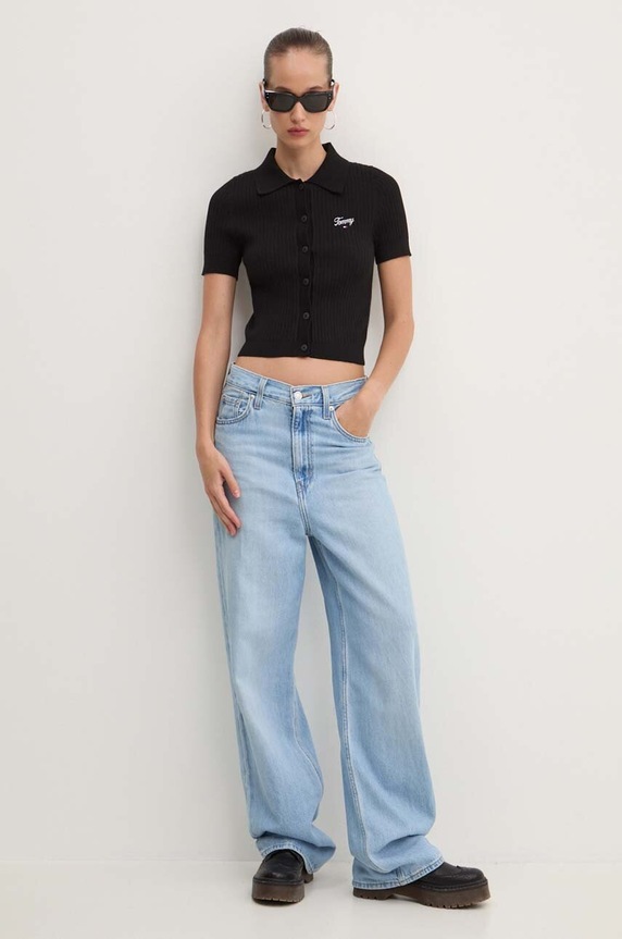 Tommy Jeans kardigan DW0DW18525 czarny AW24