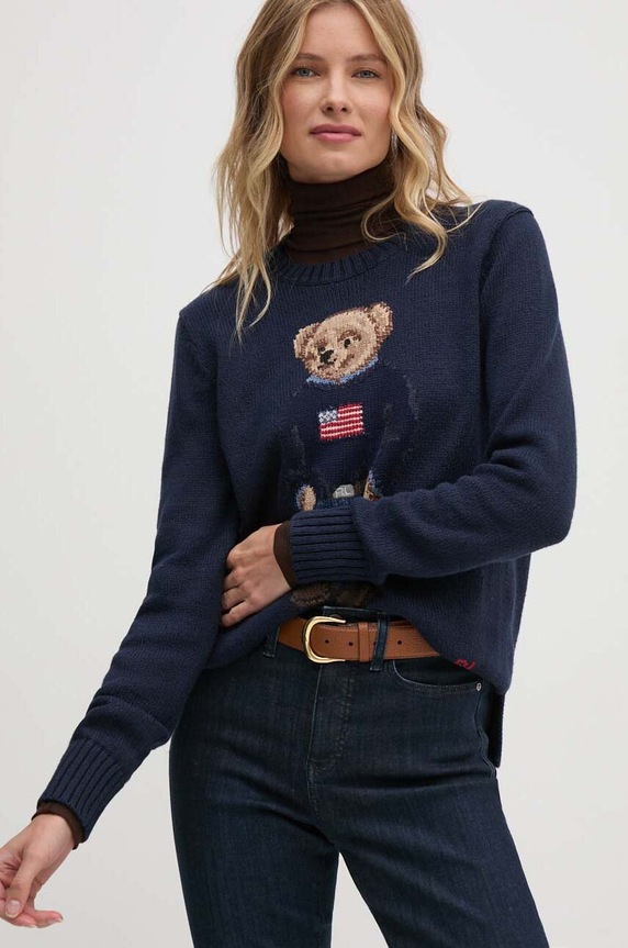 Πουλόβερ Polo Ralph Lauren με μείγμα μαλλιού σκούρο μπλε 211927070
