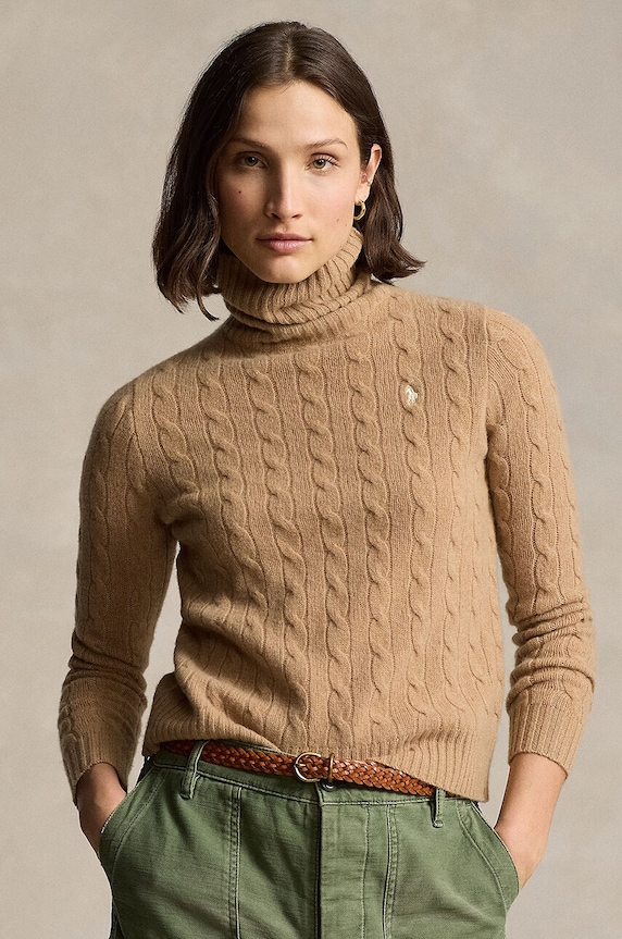 Polo Ralph Lauren sweter wełniany wełna beżowy 211888686