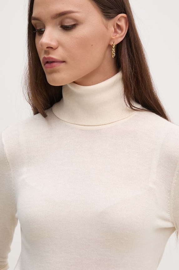 Sveter s prímesou hodvábu Lauren Ralph Lauren béžová 200940470