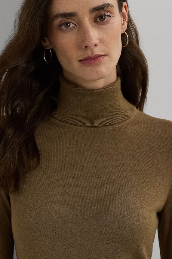 Lauren Ralph Lauren sweter z domieszką jedwabiu beżowy 200940470