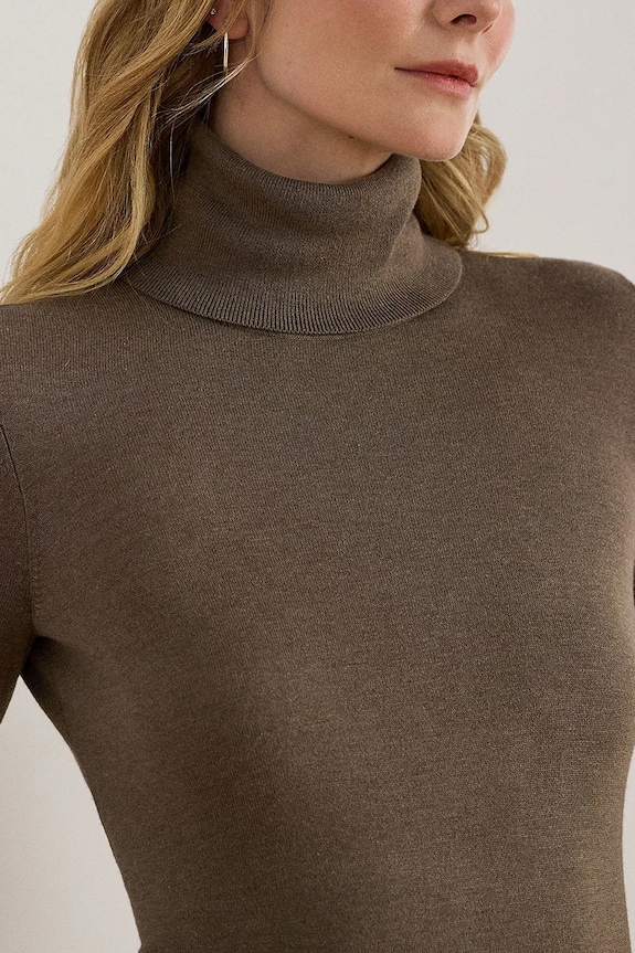 Πουλόβερ σε μείγμα μεταξιού Lauren Ralph Lauren καφέ 200940470