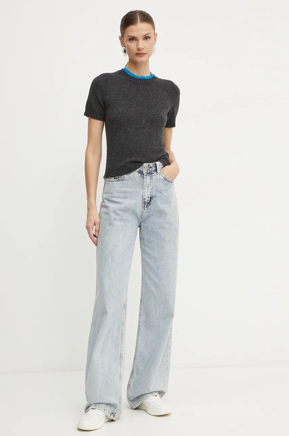 Pinko sweter wełniany 104342.A277 szary AW24
