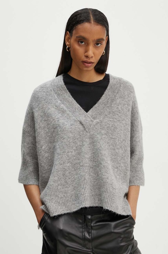 Day Birger et Mikkelsen sweter wełniany Selda - Cozy Days RD szpic szary DAY65243298