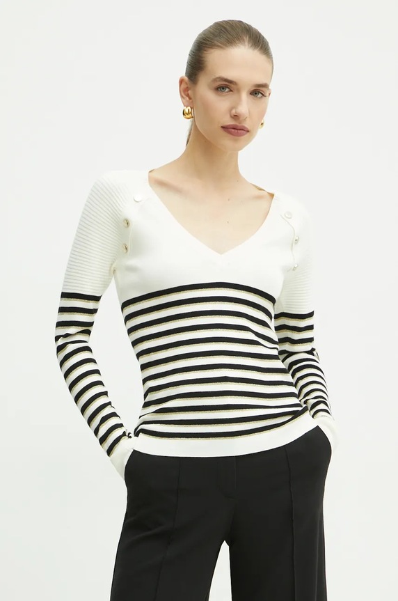 Pulover Liu Jo bez uzorka bež WF4011.MS99E