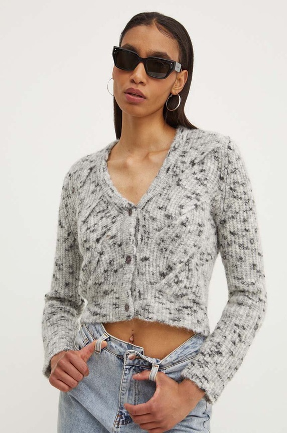 Ζακέτα από μίγμα μαλλιού Moschino Jeans με μείγμα μαλλιού γκρί 0904.8202