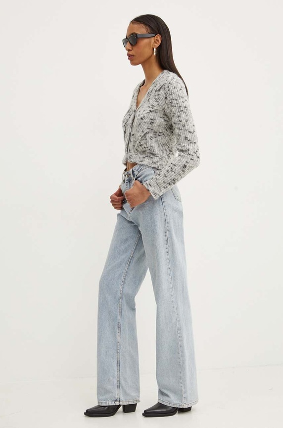 Ζακέτα από μίγμα μαλλιού Moschino Jeans 0904.8202 γκρί AW24