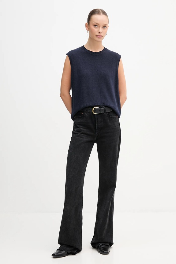 United Colors of Benetton vestă din amestec de lână 126WD10BA bleumarin AW25