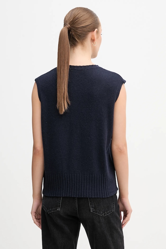 Îmbrăcăminte United Colors of Benetton vestă din amestec de lână 126WD10BA bleumarin