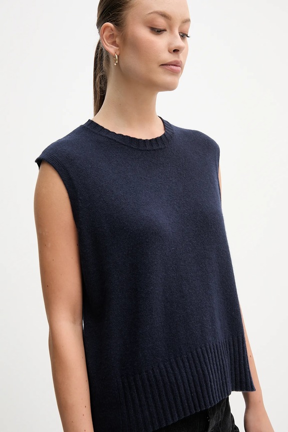 United Colors of Benetton vestă din amestec de lână bleumarin 126WD10BA