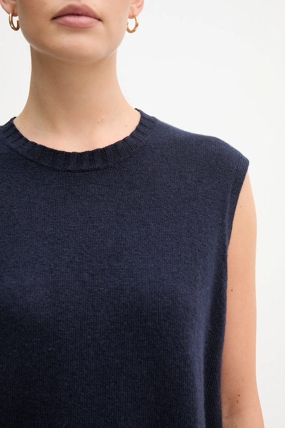 United Colors of Benetton vestă din amestec de lână 126WD10BA bleumarin