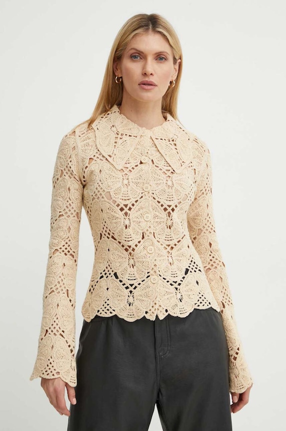 By Malene Birger kardigan bawełniany GWENEVERE. bawełna beżowy Q72363005