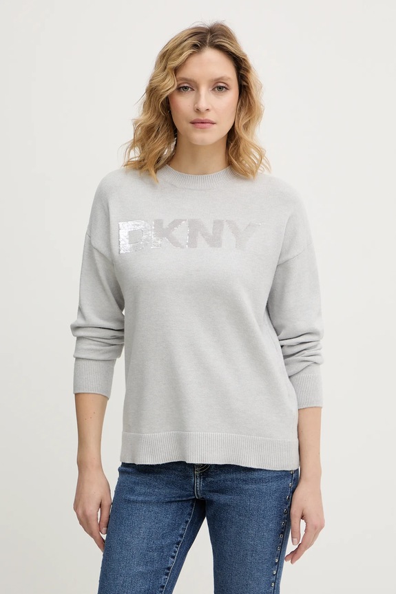 Dkny pulover subtiri gri DJ4R0407