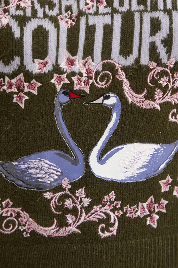 Pulover s dodatkom vune Versace Jeans Couture 77HAFM12.CMF18 zelena