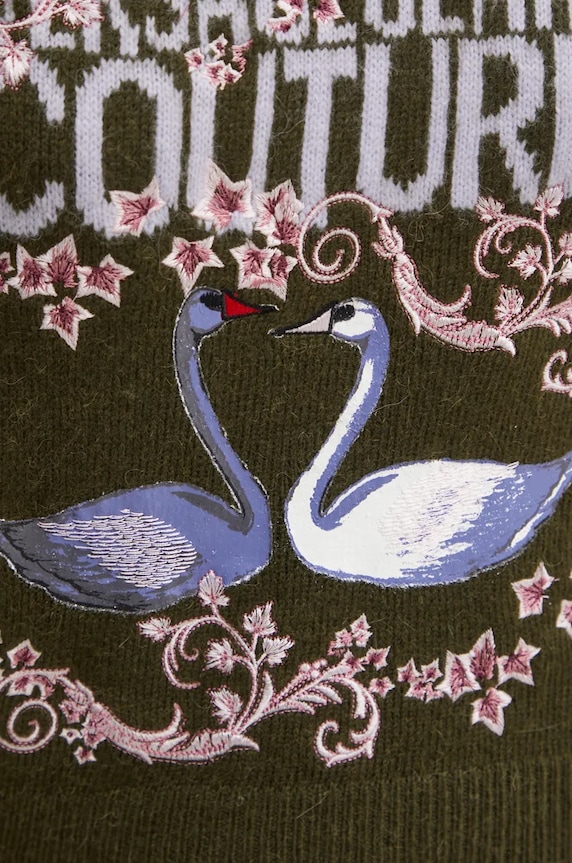 Pulover s dodatkom vune Versace Jeans Couture 77HAFM12.CMF18 zelena