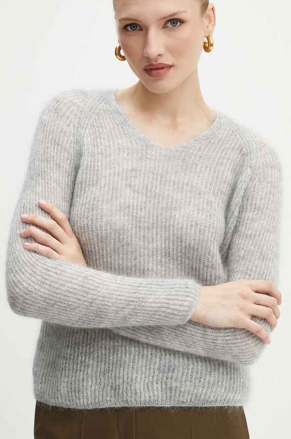 Max Mara Leisure sweter wełniany szpic szary 2426366118600