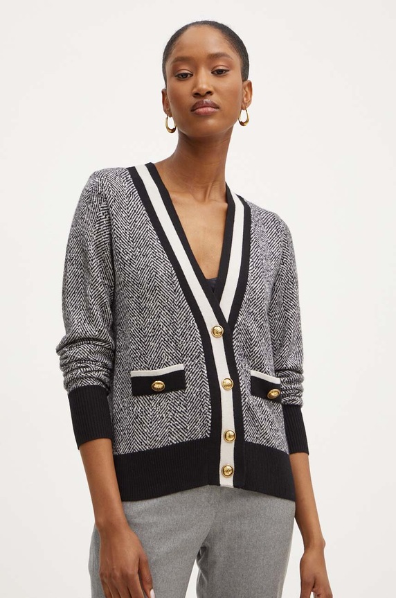 Μάλλινη ζακέτα Luisa Spagnoli MALTE μαλλί γκρί 58393