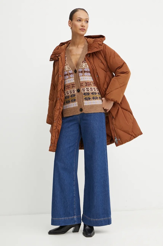 Μάλλινη ζακέτα Weekend Max Mara 2425346062600 καφέ AW24