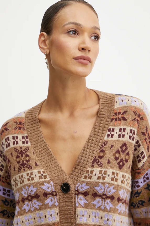 Μάλλινη ζακέτα Weekend Max Mara καφέ 2425346062600