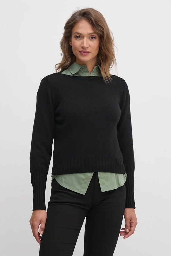 Vuneni pulover United Colors of Benetton bez uzorka crna 1244D10C6
