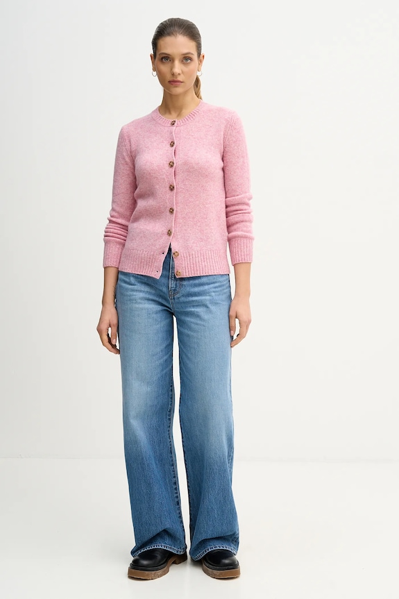Vlněný kardigan United Colors of Benetton 103ME500L růžová AW25