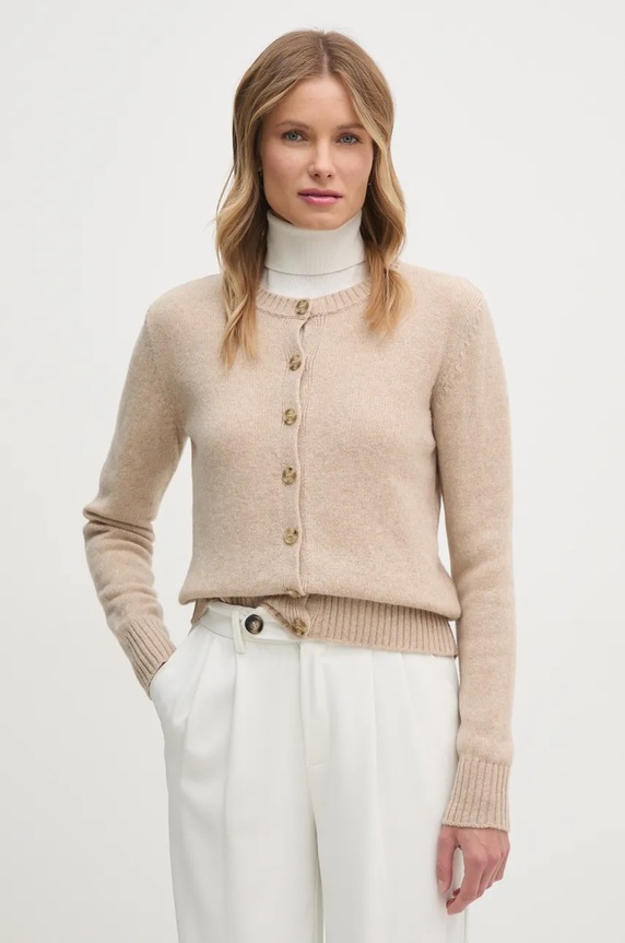 Μάλλινη ζακέτα United Colors of Benetton μαλλί μπεζ 103ME500L