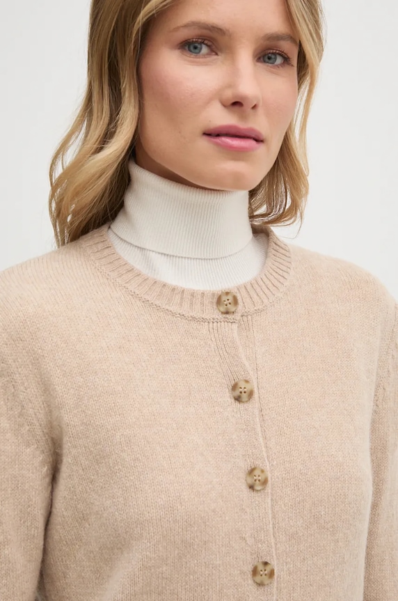 Μάλλινη ζακέτα United Colors of Benetton μπεζ 103ME500L