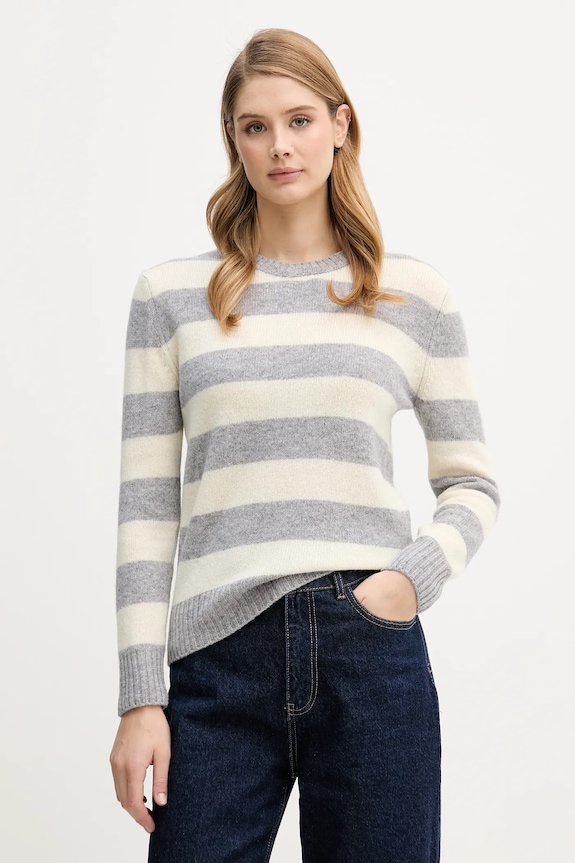 United Colors of Benetton sweter wełniany okrągły szary 103ME107E