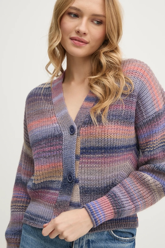 United Colors of Benetton gyapjú kardigán mintás kék 105CD602R