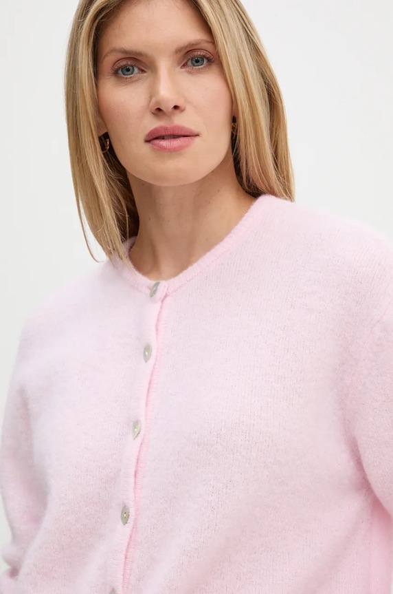 Μάλλινη ζακέτα American Vintage ροζ VITO19EH24