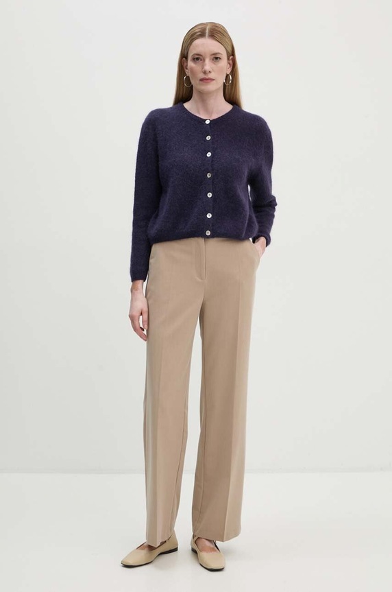 American Vintage kardigan wełniany VITO19EH24 fioletowy AW24