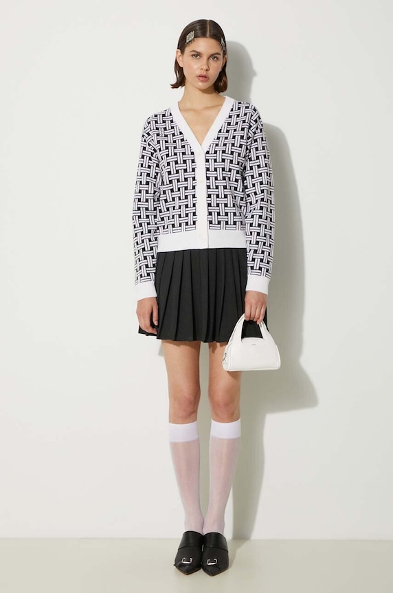 Kenzo kardigan z domieszką wełny Weave Cardigan zapinany biały FE62CA4723CA.02
