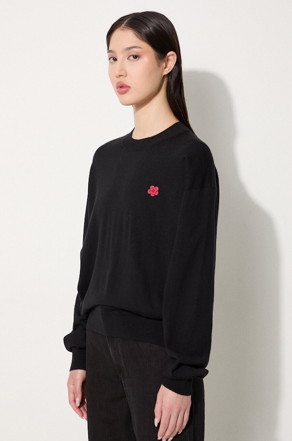 Kenzo sweter wełniany Rws Boke Crest Jumper czarny FE62PU4893LB.99J