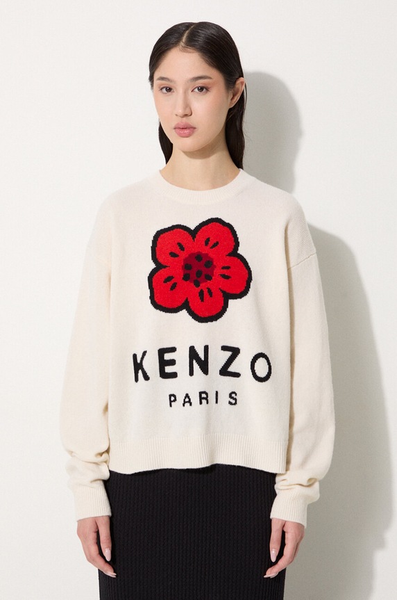 Kenzo woolen jumper Rws Boke Placed Jumper medium thickness beige FE62PU4903LD.02