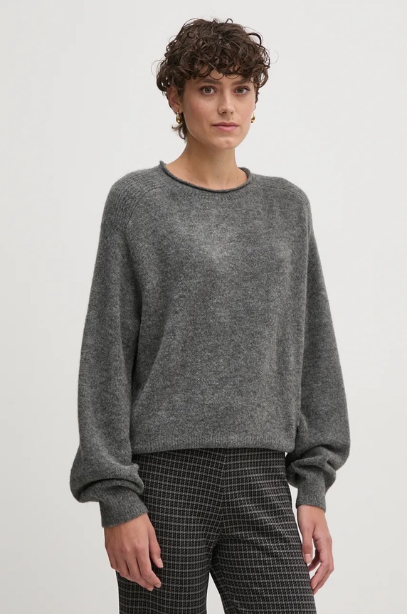 Pepe Jeans sweter z domieszką wełny IRMA CREW NECK okrągły szary PL702192