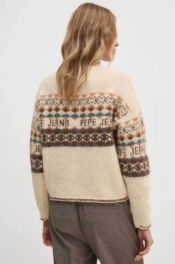 Ruházat Pepe Jeans gyapjúkeverék pulóver HITTY PL702193 bézs