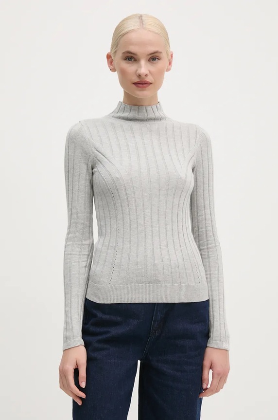 Sveter Pepe Jeans IZABEL TURTLENECK V výstrih sivá PL702224
