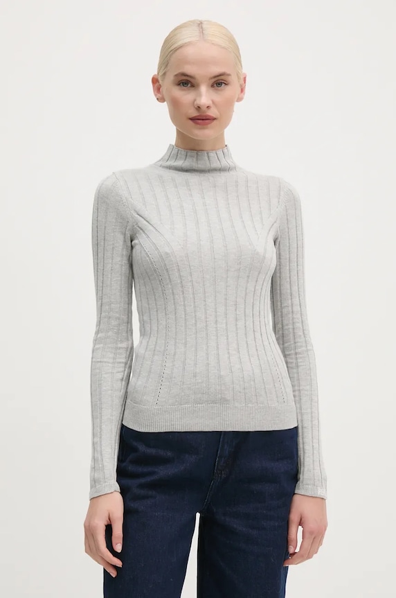 Sveter Pepe Jeans IZABEL TURTLENECK V výstrih sivá PL702224
