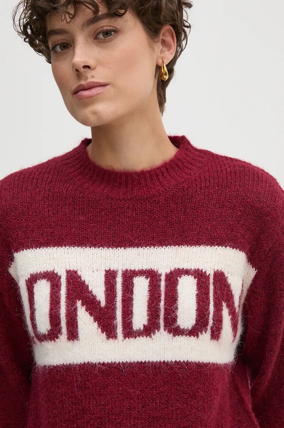 Sveter s prímesou vlny Pepe Jeans HILDA burgundské PL702227