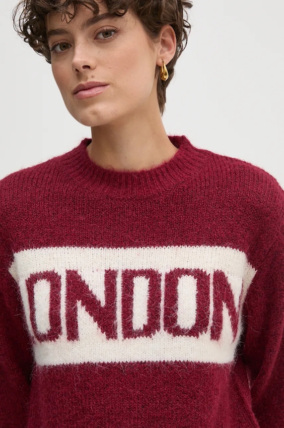 Sveter s prímesou vlny Pepe Jeans HILDA burgundské PL702227