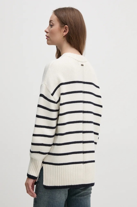 Odzież Barbour sweter z domieszką wełny LKN1580 beżowy