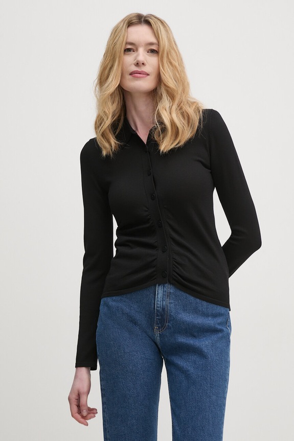 Sisley cardigan uni negru 1WTHM500K