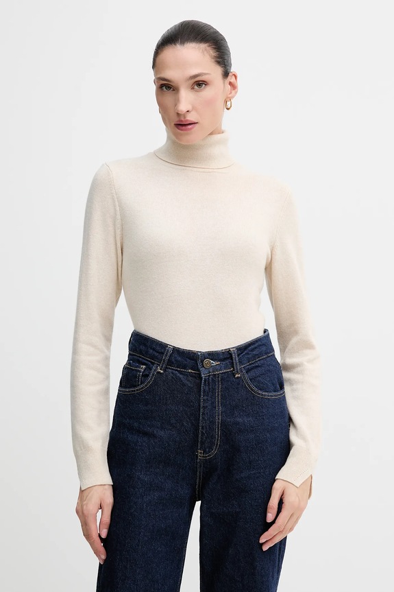 Sisley sweter z domieszką wełny beżowy 102HM2174